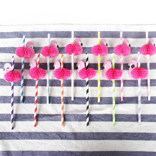 Flamingo Decorations Cocktail Paper Drinking Straw - Image 3